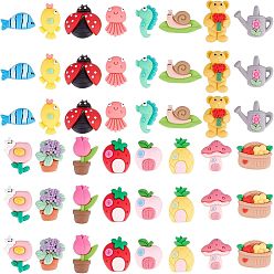 Mixed Color 48Pcs 16 Style Resin Cabochons, Mixed Shapes, Mixed Color, 12~28x15~30x6~9mm, 3pcs/style