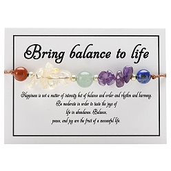 Смешанные камни Натуральный смешанный драгоценный камень плетеные браслеты из бисера, регулируемый браслет круглой формы и фишек, 6-1/4~10-1/4 дюйм (16~26 см)