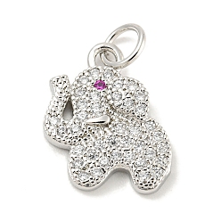 Слон Покрытие стойки латунь микропаве прозрачные подвески из кубического циркония, долговечный, с прыжковых колец, без свинца и без кадмия, реальный 18 k позолоченный, слон, 15x12x3 мм, отверстие : 3 мм