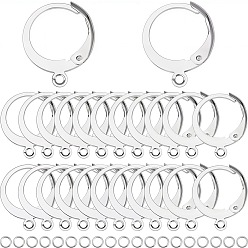Нержавеющая Сталь Цвет 80 шт. 304 серьги с рычагом из нержавеющей стали, с петлями и открытыми кольцами для прыжков 100шт., цвет нержавеющей стали, 14.5x12x2 мм, отверстие : 1.2 мм, штифты : 0.6 мм