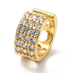 Золотой Массивные серьги-каффы в форме буквы "С" из прозрачного циркония, украшения из латуни для женщин, без кадмия и без свинца, золотые, 6x12.5 мм