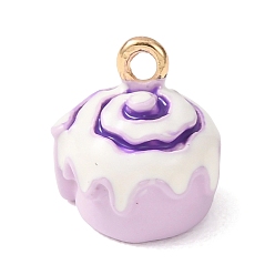 Purple Brass Enamel Pendants, Ice Cream Charms, Golden, Purple, 10.5x10x11mm, Hole: 1.6mm