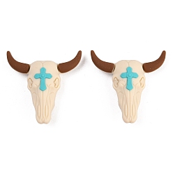 (461) Высокий Металлик Виноград Силиконовые декоративные бусины в ковбойском стиле, бежевые, крупный рогатый скот, 35x34x11 мм, отверстие : 2.5 мм