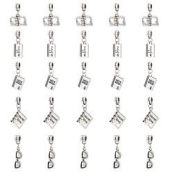 Античное Серебро 10 наборы день учителя тибетский стиль сплав европейский dnagle шарм, большой кулон дыра, с бусинками из сплава, блокнот, очки и книга, разнообразные, античное серебро, 23~32 мм, отверстие : 4 мм, 5 стили, 1 шт / стиль, 5 шт / комплект