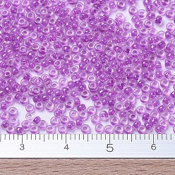 (RR2202) Magenta Lined Crystal AB MIYUKI Round Rocailles Beads, Japanese Seed Beads, (RR2202) Magenta Lined Crystal AB, 11/0, 2x1.3mm, Hole: 0.8mm, about 1100pcs/bottle, 10g/bottle