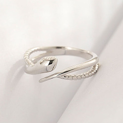 Платина Браслет-манжета в виде змеи для женщин, платина, внутренний диаметр: регулируемый