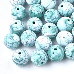 Светло-Синий Бисера треск акриловые, бусы из искусственного камня, круглые, голубой, 14.5~16 мм, Отверстие : 2.2 мм , около 220 шт / 500 г