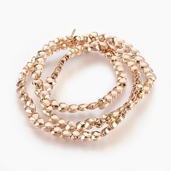 с Золотистым Покрытием Гальваническая немагнитная синтетическая гематитовая нить, сердце, граненые, с золотым покрытием, 4x4x2.5 мм, отверстие : 0.7 мм, около 109 шт / нитка, 16.14 дюйм (41 см)