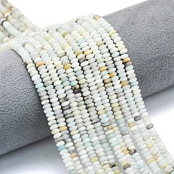 Flower Amazonite Натуральный цветок амазонитовые бусины пряди, матовые, рондель, 4x2 мм, отверстие : 0.9 мм, около 167~173 шт / нитка, 15.16''~15.35'' (38.5~39 см)