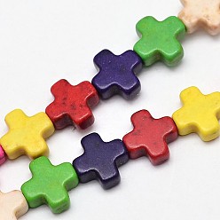 (52) Непрозрачная лаванда Греческого креста синтетические бирюзовые бусы нити, окрашенные, разноцветные, 8x8x3~4 мм, отверстие : 1 мм, около 48~50 шт / нитка, 15.1 дюйм