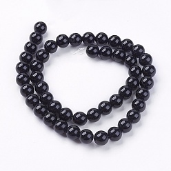 Black Natural Black Onyx Round Beads Strand, Dyed, Black, 8mm, Hole: 1mm, about 48pcs/strand, 15.74 inch