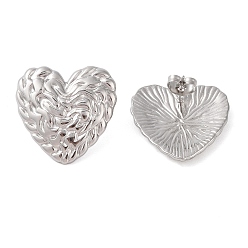 Нержавеющая Сталь Цвет Устойчивые к потускнению 304 серьги-гвоздики из нержавеющей стали для женщин, сердце с пазом, цвет нержавеющей стали, 22x22 мм