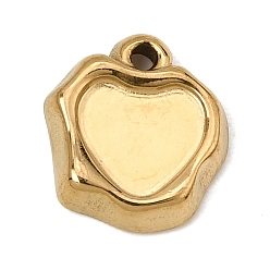 Real 18K Gold Plated 304 Stainless Steel Pendant Cabochon Settings, Heart, Ion Plating(IP), Real 18K Gold Plated, 11.5x10.5x2.5mm, Hole: 1.2mm, Tray: 7x7.5mm
