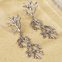 Серебро Винтажные серьги-подвески из нержавеющей стали с кораллами для женщин, повседневные, вечерние, модные украшения