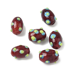 Темно-Красный Ручной работы Lampwork неровный бисер, колонка, темно-красный, 16x10.5~11 мм, отверстие : 1.4 мм