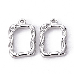 Stainless Steel Color Non-Tarnish 304 Stainless Steel Open Back Bezel Pendants, For DIY UV Resin, Epoxy Resin, Pressed Flower Jewelry, Rectangle, Stainless Steel Color, 21x14x2.5mm, Hole: 1.6mm