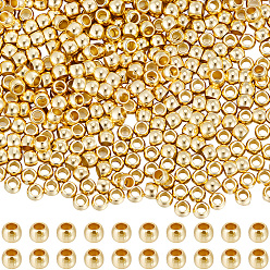 Настоящее золото 24K 500шт. 316 хирургические нержавеющие стальные обжимные бусины, рондель, реальный 24 k позолоченный, 2x1.5 мм, отверстие : 1 мм