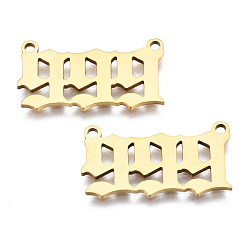 Number 201 eslabones colgantes de acero inoxidable, Corte con laser, dorado, num. 9, 11.5x22x1 mm, agujero: 1.4 mm