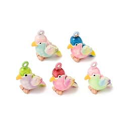 Mixed Color Alloy Enamel Pendants, Parrot Charms, Mixed Color, 18x9x17mm, Hole: 1.4mm