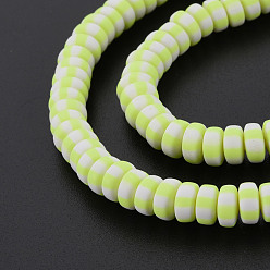 Green Yellow Handmade Polymer Clay Beads Strands, for DIY Jewelry Crafts Supplies, Flat Round, Green Yellow, 6.8~8x3mm, Hole: 1.4mm, about 110~116pcs/strand, 15.75 inch(40cm)