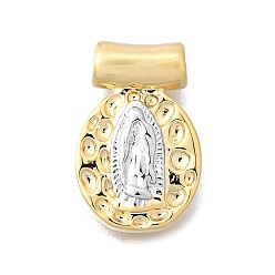 Oval Кованые латунные подвески на религиозную тематику, без кадмия и без свинца, настоящее 16 к позолота и платина, овальные с рисунками " virgin mary", 14x9.5x3.5 мм, отверстие : 1.6 мм