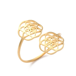 Настоящее золото 18K 304 открытые кольца из нержавеющей стали для женщин, реальный 18 k позолоченный, внутренний диаметр: 19.5 мм