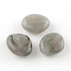 Gray Imitation Gemstone Acrylic Beads, Gray, 30.5x25x11mm, Hole: 3mm, about 88pcs/500g