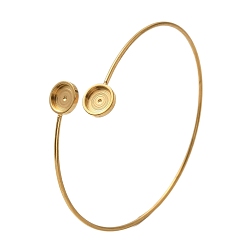 Золотой Ионное напыление (IP) 304 заготовки для браслетов из нержавеющей стали с круглым подносом, твердый, золотые, лоток : 8 мм, внутренний диаметр: 2-1/2 дюйм (6.3x6.5 см)