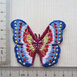 Средно-синий Компьютеризированная ткань для вышивки в форме бабочки, утюжить/пришивать нашивки, аксессуары для костюма, светло-синий, 60x70 мм