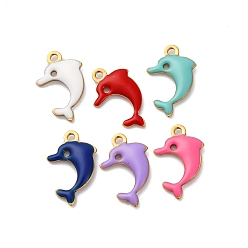 Dolphin 304 из нержавеющей стали шармы эмали, морское животное, золотые, дельфин, 12.5x8x1.5 мм, отверстие : 1 мм