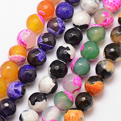 (52) Непрозрачная лаванда Бусы из натурального огненного агата с потрескиванием, круглые, класс А, граненые, окрашенная и подогревом, разноцветные, 10 мм, отверстие : 1 мм, около 37 шт / нитка, 15 дюйм