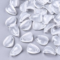 Creamy White Transparent Imitation Jade Glass Charms, Petaline, Creamy White, 12x8x4.5mm, Hole: 1mm