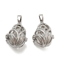 Платина Латунные полые каплевидные подвески с покрытием стойки, для ожерелья, долговечный, платина, 30x21.5x18.5 мм, отверстие : 8x3.5 мм