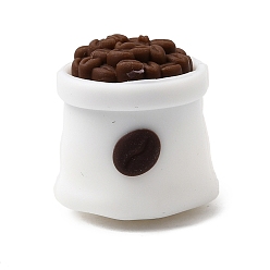 Белый Силиконовые бусины, фокусные бусы, кофейный боб, белые, 22x19.5x16 мм, отверстие : 2 мм