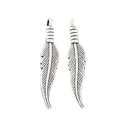 Античное Серебро Сплавочные подвески тибетского стиля, лист, без кадмия и без свинца, античное серебро, 31.5x6.5x2.5 мм, Отверстие : 2 мм , около 1098 шт / 1000 г