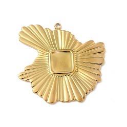 Настоящее золото 18K 304 Настройки кабошон из нержавеющей стали кулон, ионное покрытие (ip), самородки, реальный 18 k позолоченный, лоток : 8x8 мм, 35.5x36x2 мм, отверстие : 1.8 мм