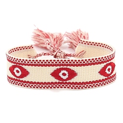 Темно-Розовый Плетеный браслет из полиэстера с узором в виде глаз, Регулируемый бразильский браслет с кисточками для женщин, темно-розовыми, 5-7/8 дюйм (15 см)