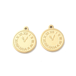 Настоящее золото 18K 304 прелести нержавеющей стали, часы, реальный 18 k позолоченный, 11.5x10.5x1.5 мм, отверстие : 0.8 мм