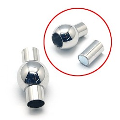 Stainless Steel Color Tarnish Resistant 304 Stainless Steel Magnetic Clasps with Glue-in Ends, Oval, Stainless Steel Color, 20x11mm