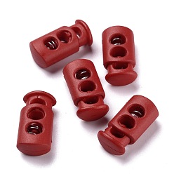 Темно-Красный Пластиковый пружинный стопорный цилиндр замка шнура, с железной фурнитурой, 2-луночное, платина, темно-красный, 23.5x12x8.5 мм, отверстие : 6x3.5 мм