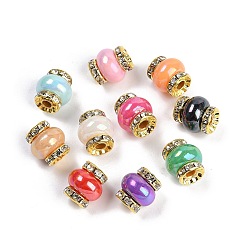 (52) Непрозрачная лаванда Бусины из смолы с латунными стразами рондель, в форме фонаря, для браслетов, , декор ручки, без кадмия и без свинца, разноцветные, 14.5x13.5 мм, отверстие : 3.5 мм