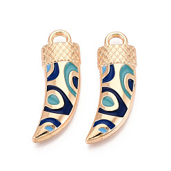 Морской Синий Стойки обшивки сплава эмали подвески, Рог изобилия, без кадмия, без никеля и без свинца, Marine Blue, 37x15.5x4 мм, отверстие : 3.8 мм