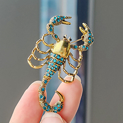 Scorpion Брошь из сплава со стразами для рюкзака, скорпион, 52x28 мм