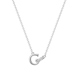 Letter C 304 ожерелья с подвесками из нержавеющей стали и стразами, цвет нержавеющей стали, буква С, 17.72 дюйм (45 см)