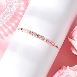 Лавандовый румянец Браслеты из плетеных бусин из стеклянного бисера, плетеные браслеты из нейлоновой нити для женщин, лавандовый румянец, внутренний диаметр: 3/4~3-3/8 дюйм (1.9~8.5 см)