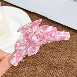 Ярко-Розовый Заколки для волос с когтями из ацетата целлюлозы (смола), цветок, заколка для волос для женщин и девочек, ярко-розовый, 115x52 мм