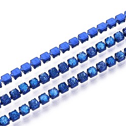 Морской Синий Железо горный хрусталь чашка цепи, с катушкой, Marine Blue, 2x2x2 мм, около 29.99 футов (9.14 м) / рулон