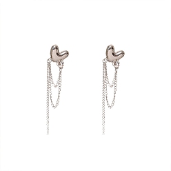 Heart Alloy Rhinestone Dangle Earrings for Women, Heart, 24x10mm