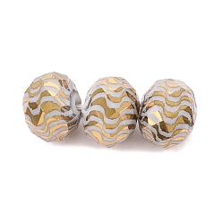 Verge D'or Foncé Perles en verre electroplate, rondelle avec motif de vagues, facette, verge d'or noir, 7~8x5.5~6mm, Trou: 1~1.2mm