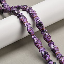 Темно-Фиолетовый Синтетических нитей бирюзовые бусы, рыба, окрашенные, окрашеные, темно-фиолетовый, 24x11.5~12x7 мм, отверстие : 1.2 мм, около 17 шт / нитка, 15.16'' (38.5 см)